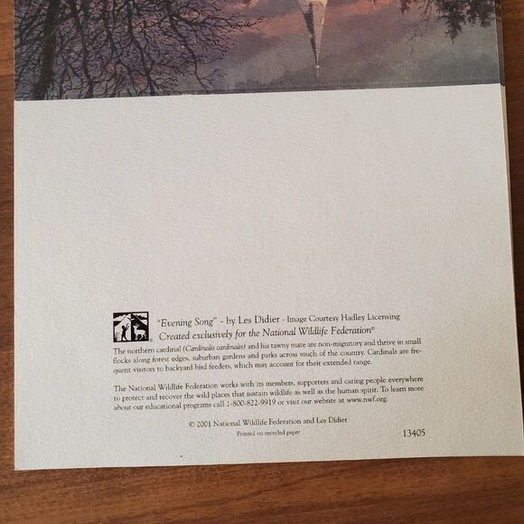 National Wildlife Federation Holiday Cards Christmas Evening Song by Les Didier - Picture 3 of 4